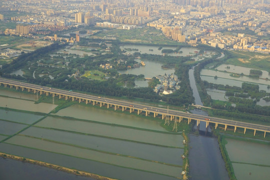 深圳宝安地区航拍 海上田园