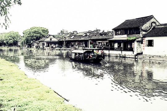 水墨淡彩古鎮(zhèn)