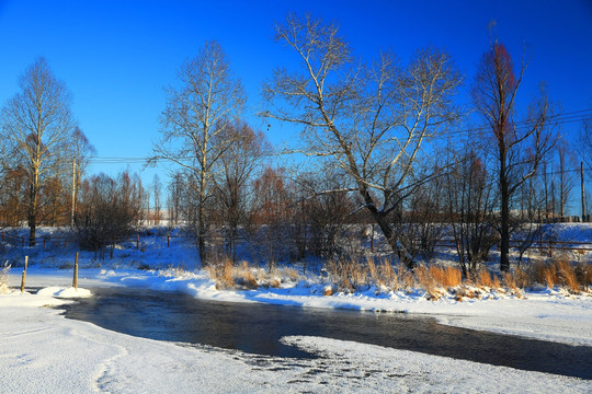 冬季不冻河景观