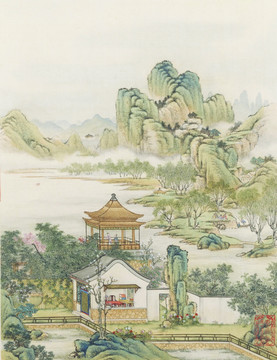 山水樓閣圖 清代 陳枚