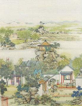 山水樓閣圖 清代 陳枚