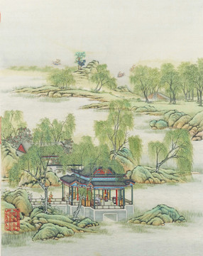 山水樓閣圖 清代 陳枚