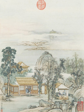 山水樓閣圖 清代 陳枚