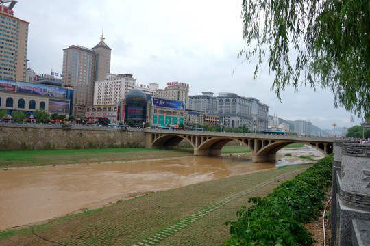 延安风光 延河 大桥