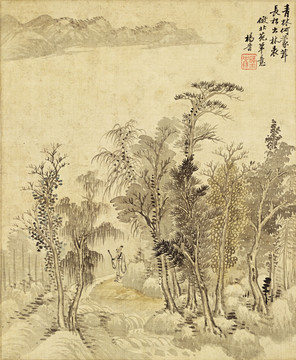 山水風景圖 清代 楊晉