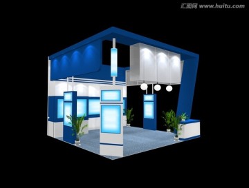 實用6x6展臺三開簡約模型下載