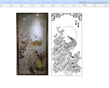 富貴吉祥 牡丹孔雀