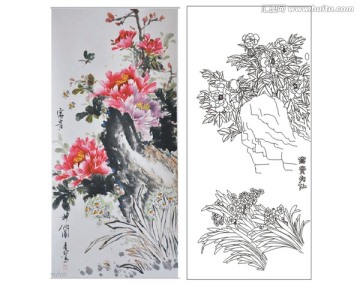 富貴神仙 國(guó)畫 牡丹水仙