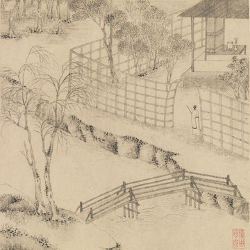 山水風景國畫 明代 文征明