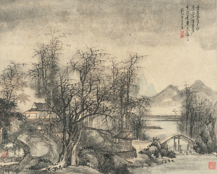 水墨山水國畫 明代 陳洪綬