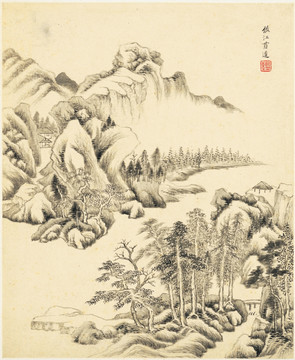 水墨山水風(fēng)景 明代 王鑒