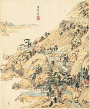 水墨山水風(fēng)景 明代 王鑒