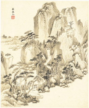 水墨山水風(fēng)景 明代 王鑒