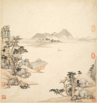 山水古代名畫 明代 王鑒