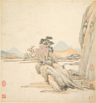 山水古代名畫 明代 王鑒