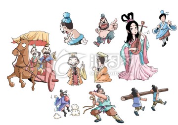 古代卡通人物分層圖