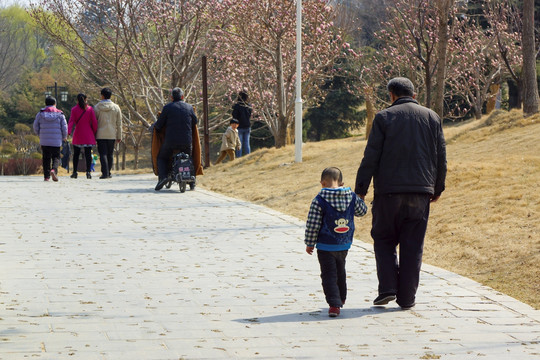 公园老人孩子