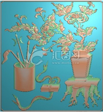 花瓶博古菊花
