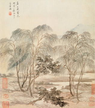 山水風(fēng)景 二瞻雙絕 查士標(biāo)