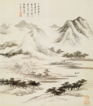 山水風景 二瞻雙絕 查士標