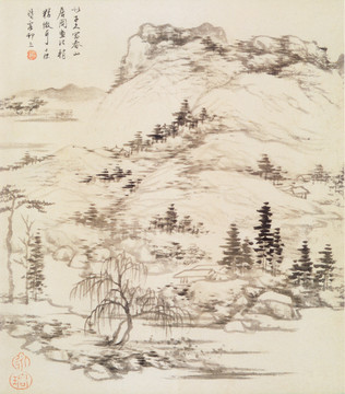 山水風(fēng)景 二瞻雙絕 查士標(biāo)