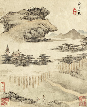 山水風(fēng)景國畫 清代 查士標(biāo)