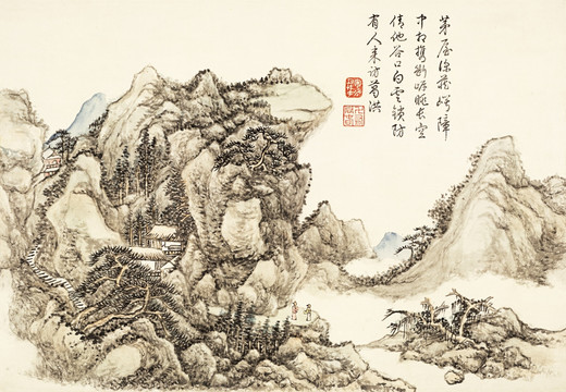 高清山水風(fēng)景國(guó)畫(huà) 清代 方琮
