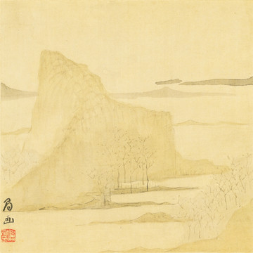 中式极简山水风景画