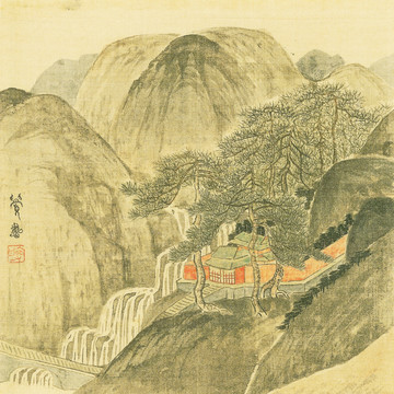 中式极简山水风景画