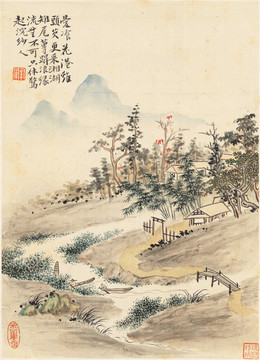 山水风景国画 清代 华喦