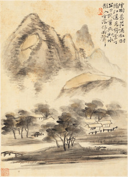 山水風(fēng)景國(guó)畫 清代 華喦