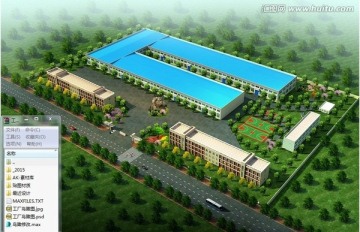 工廠鳥瞰圖效果圖模型