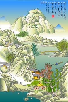 仿名家梅庵山水画