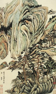水墨山水古畫(huà) 明代 董其昌