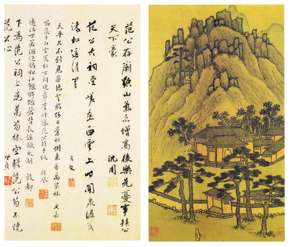 山水書法字畫 明代 沈周