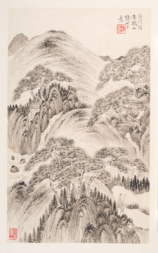 山水水墨畫 清代 杜湘