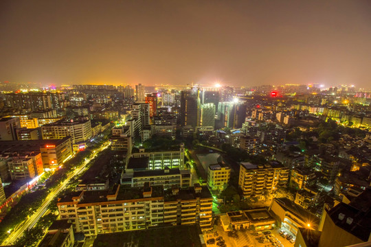 广东省佛山市佛山鸟瞰图夜景