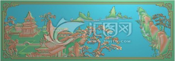 山水沙發(fā)寶座床中板