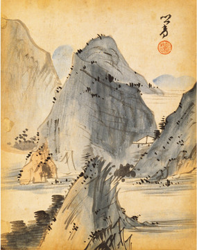 山水風(fēng)景國畫 民國 溥儒