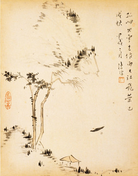 山水風(fēng)景國畫 民國 溥儒