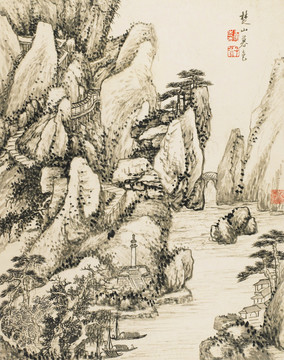 山水國畫 高清掃描