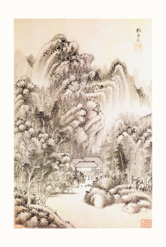 山水風(fēng)景國(guó)畫 原畫掃描稿
