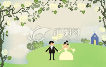 高清分層卡通 手繪 婚禮