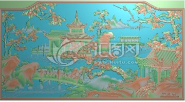 沙發(fā)山水背板