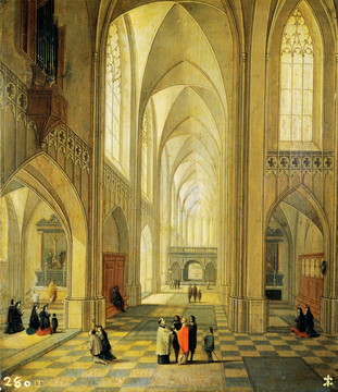 欧式教堂建筑风景油画