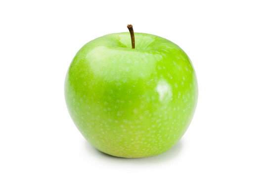 白色背景下的绿色苹果