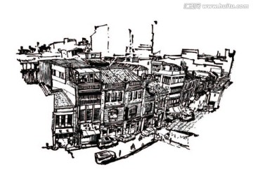 插畫建筑小鎮(zhèn)