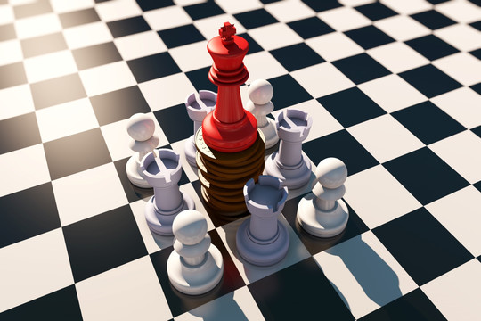 站在金幣上的國王棋子