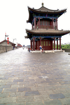 西安城墙 步道 透视