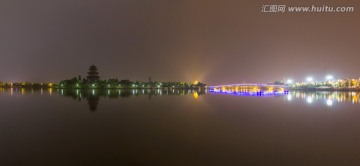 江西省抚州市湖心岛夜景风光